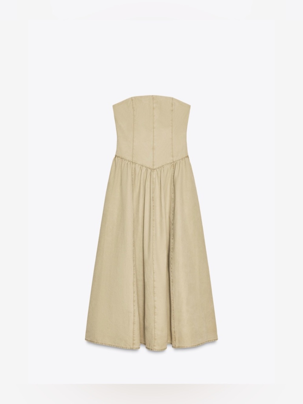 Zara strapless midi dress made of fabric with a washing effect - Picture 3 of 7